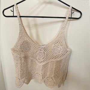 Rachel Zoe Crochet Tan Tank Top